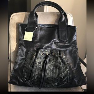 Large Deux Lux Shiny Black Tote
